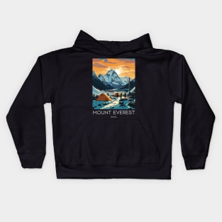 A Pop Art Travel Print of Mount Everest - Nepal Kids Hoodie